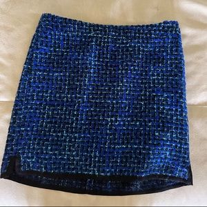 J. Crew Blue and Black Tweed Mini Skirt